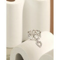 wholesale S925 Sterling Silver Adjustable Heart-Shaped Ring, Hollow Design, Ins, for Women-0-1