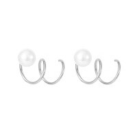 wholesale 925 Sterling Silver Pearl Stud Earrings For Women-White gold synthetic pearls > 925 silver