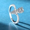 S925 Silver Crown Angel's Kiss Moissanite Pear-Cut Zircon Ring-0-2