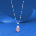wholesale S925 silver style pink diamond pear-shaped heart necklace with elegant and luxurious high-end feel, versatile for cross-border live streaming-0-0