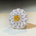 wholesale 925 Silver New Yellow Diamond Fashionable and Unique Ring, Luxurious High-End Inlay, Ins European and American Elegance Banquet Full Diamond Style-0-1