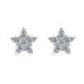 S925 Sterling Silver Small Asymmetric Star Bow Earrings-0-3
