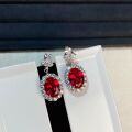 wholesale S925 Sterling Silver Women's Ruby Corundum Full Diamond Earring Set, European and American Cross-Border Bestseller Direct from Manufacturer-0-2