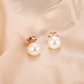 wholesale S925 Sterling Silver 12MM White Shell Pearl Round Earrings High-End Camellia Ear Studs Wholesale-0-1