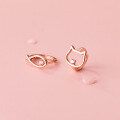 wholesale S925 silver minimalist diamond-inlaid cat and fish asymmetrical ear clips, summer fresh earrings M02479-0-2