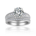 wholesale Sterling Silver New 75mm Round 15ct Moissanite Vintage Dewdrop Edge Ring Set Women's Engagement Ring-0-0