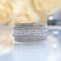 wholesale S925 Silver New Stylish and Trendy Ring with Luxury Inlay, Jackson Wang Same Style Ins Ring for Women-White Diamond Number 8