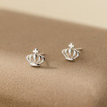 wholesale S925 Sterling Silver Fresh and Sweet Ins Style Niche Design Exquisite Hollow Crown Earrings M06625-0-4