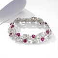 wholesale S925 Silver Cross-Border Hot-Sell Light Luxury Vintage Style Lab-Cultivated Ruby, Sapphire, and Emerald Fully Diamond Bracelet with High-End Elegant Appeal-0-1