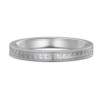 wholesale S925 Sterling Silver Exquisite High-End Textured Zircon Round Ring Unisex Minimalist Versatile Matching Couple Bands-Platinum DY121193-SW-NO 8