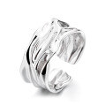wholesale S925 Sterling Silver Irregular Wave Wide Open Ring,-0-4