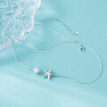 wholesale S925 Sterling Silver Fresh and Sweet Ins Style Niche Design Exquisite Minimalist Pearl Starfish Necklace Y02166-0-2
