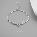 wholesale S925 Sterling Silver "Always with You" Elk Antler Simple Silver Inlaid with Zircon Bracelet for Women, Zircon Korean Style Minimalist-0-0