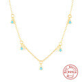 wholesale S925 Sterling Silver Geometric Turquoise Cross Teardrop Collarbone Necklace, Fashionable and Minimalist-0-6
