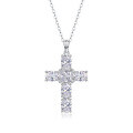 wholesale S925 Sterling Silver High-End Fashion Cross Necklace for Women, Versatile for Parties, Hot-Selling Overseas Moissanite Collarbone Chain-0-1