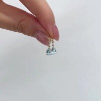 wholesale 18K Gold Plated S925 Sterling Silver Natural Aquamarine Mermaid Tear Earrings Women Retro Vintage Small Design Earrings-Gold 925 silver