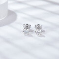 wholesale [925 Sterling Silver] Direct from manufacturer, classic and fashionable six-prong 50-point D-color moissanite earrings, Korean-style elegant women's accessories-0-1