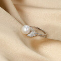 wholesale S925 Sterling Silver European and American Freshwater Pearl Butterfly Ring for Women, Small and Exotic Adjustable Ring for Cross-Border Supply-0-1