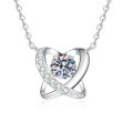 S925 Sterling Silver Moissanite Women's Necklace, Heart Butterfly, Fashion Versatile Beating Heart Design-0-3