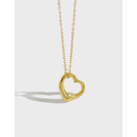 wholesale S925 Sterling Silver XT239 Korean Heart-Shaped Collarbone Necklace, Ins Fashion Minimalist Hollow Heart-Platinum 925 silver