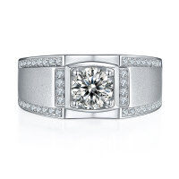 wholesale S925 Sterling Silver Ring Trendy Men's Domineering Band Korean Style Fashion Jewelry Simulated Diamond Gemstone Wholesale-Platinum US size 8#