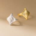 wholesale S925 Sterling Silver Retro Light Luxury Brushed Four-Pointed Star Ring Openable Design Women's Jewelry R01793-0-0