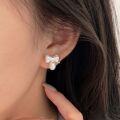 wholesale S925 Sterling Silver Swarovski Pearl Bow Ear Stud Women Korean Ins Trend Light Luxury Internet Celebrity Style Earrings-0-1