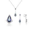 wholesale S925 Sterling Silver Crystal Jewelry Set with Teardrop Pear-Shaped Gemstones in Style, Including Ring, Earrings, and Pendant-0-0