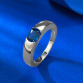 wholesale S925 Sterling Silver Royal Blue Simulated Diamond 5*6 High-End Fashionable Square Ring-0-2