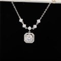 925 Sterling Silver Purple Moissanite Square Pendant Necklace-0-4