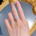 wholesale S925 silver jewelry new ins-style daily minimalist 8*10mm oval white diamond ring for women-0-3