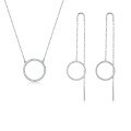 wholesale 925 Sterling Silver Geometric Circle Zircon Inlay Necklace and Earring Set for Cross-Border Europe and America-0-4