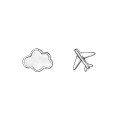 wholesale S925 silver small cloud and airplane pattern ear studs, sweet, fresh, simple, Japanese-style accessory M01210-0-4