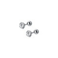 wholesale S925 Sterling Silver Single Diamond Four-Prong Round Bead Threaded Shiny Screw Spiral Earrings for Ear Piercing Care G9267-0-4