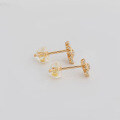 wholesale S925 silver plated with 14k gold, Japanese-style white zircon stud earrings from-0-3