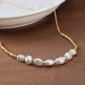 wholesale S925 Sterling Silver, 14K Gold Cloud-Pull Jewelry Direct-from-Factory Necklace with Cultured Freshwater Fragmented Pearl-0-3