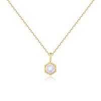wholesale S925 Sterling Silver Natural Creamy Blue Moonstone Necklace for Women, Ins Style, Small and Unique Design Gemstone Pendant Collarbone Chain-Natural moonstone necklace
