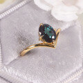 wholesale S925 Silver V-Crown Ring with Lab-Alexandrite and Stackable Gemstone Ring for a Minimalist Advanced Look-0-0