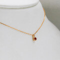wholesale Sterling silver lab-grown ruby collarbone necklace for women, single round gemstone, simple and elegant-0-1