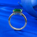 wholesale Metal: 925 Sterling Silver, Live Stream Style Minimalist Simulated Emerald 7*9mm Rectangular Step Ring for Women Cross-Border Drop Shipping-0-2