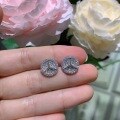 wholesale Round Bezel-Set Full Moissanite Three-Pointed Star Stud Earrings in Metal for Cross-Border E-Commerce Hot Selling in Europe and America-0-3