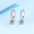 wholesale PT950 gold-plated 925 sterling silver round cluster moissanite stud earrings, factory wholesale in stock-0-1