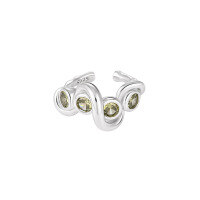 wholesale S925 Sterling Silver with Irregular Line Wrapping and Diamond Inlay Design, Minimalist and Unique Ins Style Ear Clips for Women-Platinum Green Stone [Single] 925 Silver