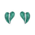 wholesale S925 Sterling Silver Vintage Creative Drip Oil Green Marbled Heart Ear Studs, Trendy and Stylish Design-0-4