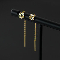 wholesale S925 silver rose earrings with hollow design, and for women M03275-S925 silver pair silver 925 silver