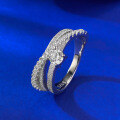 wholesale S925 silver three-circle wrap 10-point brushed stackable ring, fashionable and versatile elegant style-0-2