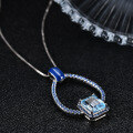 wholesale S925 Silver Vintage-Style Long Pendant Necklace with Natural Topaz Gemstone-0-1