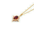 wholesale S925 silver jewelry set with a retro and light luxury cross star garnet pendant necklace and earrings-0-4