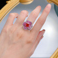 wholesale S925 Sterling Silver New Style Pigeon Blood Red Flower Ring for Women, Rose Petal Fashion Versatile Luxuriously Set-0-3