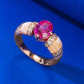 wholesale 925 Sterling Silver Hot Selling New Natural Pink Shell Ruby Red Diamond Ring, European and American Style High-End Goddess Lady Ring-0-3